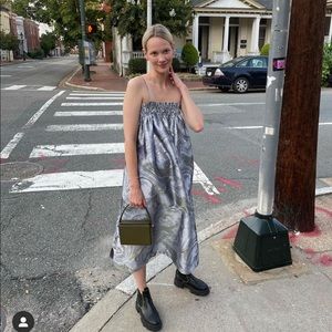 Ganni Silver Jacquard Strap Dress